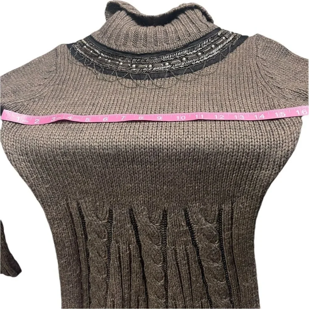 Forla Paris Cable Knit Turtleneck Sweater Dress